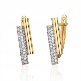 Серьги из лимонного золота ТД Эстет 01С1315653Р с фианитом 01С1315653Р фото