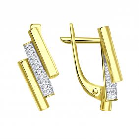Серьги из лимонного золота ТД Эстет 01С1315654Р с фианитом 01С1315654Р фото