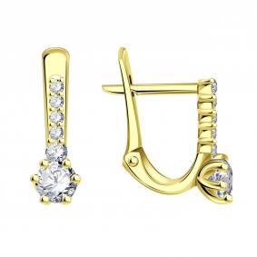 Серьги из лимонного золота ТД Эстет 01С135831 с фианитом 01С135831 фото