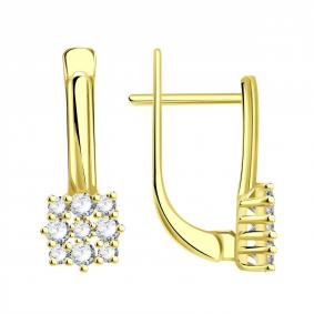 Серьги из лимонного золота ТД Эстет 01С138534 с фианитом 01С138534 фото