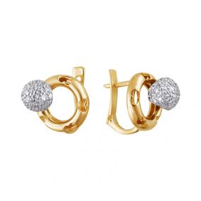 Золотые серьги ТД Эстет 01С1610585 с фианитом 01С1610585 фото