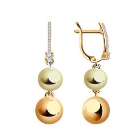 Золотые серьги ТД Эстет 01С1612776 с фианитом 01С1612776 фото