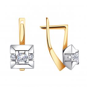 Золотые серьги ТД Эстет 01С1612813 с фианитом 01С1612813 фото