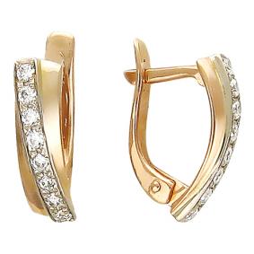 Золотые серьги ТД Эстет 01С161977 с фианитом 01С161977 фото