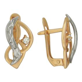 Золотые серьги ТД Эстет 01С164500 с фианитом 01С164500 фото