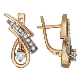 Золотые серьги ТД Эстет 01С165051 с фианитом 01С165051 фото