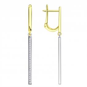 Серьги из лимонного золота ТД Эстет 01С167635Ж с фианитом 01С167635Ж фото