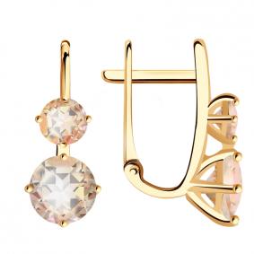 Золотые серьги ТД Эстет 01С2110855-2 с Swarovski 01С2110855-2 фото