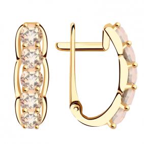 Золотые серьги ТД Эстет 01С2110859-2 с Swarovski 01С2110859-2 фото