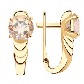 Золотые серьги ТД Эстет 01С2110882-2 с фианитом и Swarovski 01С2110882-2 фото