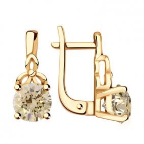 Золотые серьги ТД Эстет 01С2110884-2 с Swarovski 01С2110884-2 фото