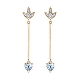 Золотые серьги ТД Эстет 01С2111259-1 с фианитом и Swarovski 01С2111259-1 фото