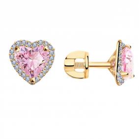 Золотые серьги ТД Эстет 01С2111260-1 с фианитом 01С2111260-1 фото