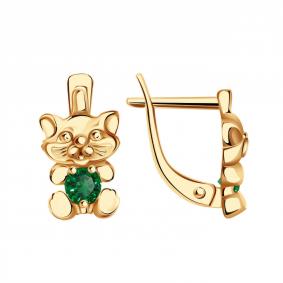 Золотые серьги ТД Эстет 01С2111666-3 с шпинелью 01С2111666-3 фото