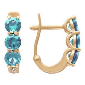 Золотые серьги ТД Эстет 01С215142-5 с фианитом 01С215142-5 фото