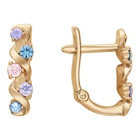Золотые серьги ТД Эстет 01С216083 с фианитом 01С216083 фото