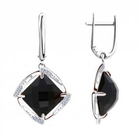 Серьги из белого золота ТД Эстет 01С4210117-1 с фианитом и агатом 01С4210117-1 фото