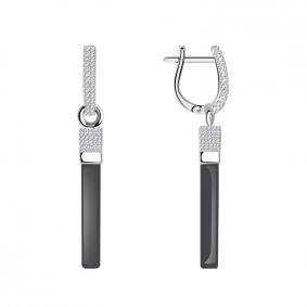 Серьги из белого золота ТД Эстет 01С425114-1 с фианитом и агатом 01С425114-1 фото