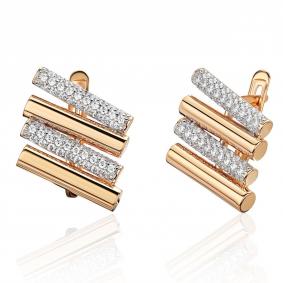 Золотые серьги ТД Эстет 01С1115655Р с фианитом 01С1115655Р фото