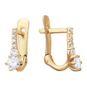 Золотые серьги ТД Эстет 01С115831 с фианитом 01С115831 фото