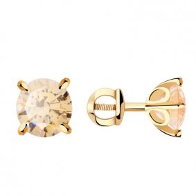 Золотые серьги ТД Эстет 01с2110886-2 с Swarovski 01с2110886-2 фото