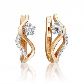 Серьги из комбинированного золота Platina 02-0023-00-101-1111-30 с бриллиантом 02-0023-00-101-1111-30 фото