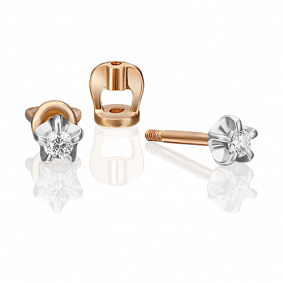 Серьги из комбинированного золота Platina 02-0049-00-101-1111-30 с бриллиантом 02-0049-00-101-1111-30 фото