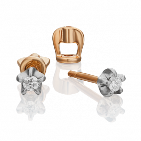 Серьги из комбинированного золота Platina 02-0051-00-101-1111-30 с бриллиантом 02-0051-00-101-1111-30 фото