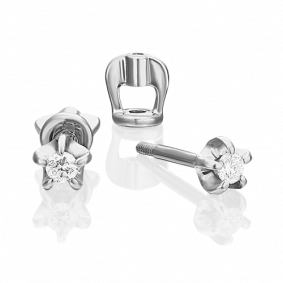 Серьги из белого золота Platina 02-0052-00-101-1120-30 с бриллиантом 02-0052-00-101-1120-30 фото