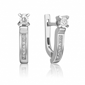 Серьги из белого золота Platina 02-0094-00-101-1120-30 с бриллиантом 02-0094-00-101-1120-30 фото