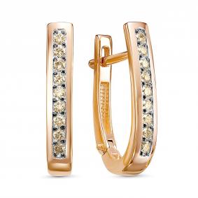 Золотые серьги ERA Jewellery 02-01330-01-034-01-05 с коньячным бриллиантом 02-01330-01-034-01-05 фото