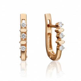 Золотые серьги Platina 02-0179-00-101-1110-30 с бриллиантом 02-0179-00-101-1110-30 фото