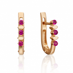 Золотые серьги Platina 02-0179-00-104-1110-30 с рубином 02-0179-00-104-1110-30 фото