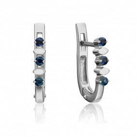 Серьги из белого золота Platina 02-0180-00-102-1120-30 с сапфиром 02-0180-00-102-1120-30 фото