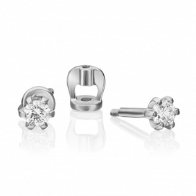 Серьги из белого золота Platina 02-0184-00-101-1120-30 с бриллиантом 02-0184-00-101-1120-30 фото