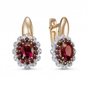 Золотые серьги ERA Jewellery 02-01887-01-328-01-02 с бриллиантом и рубином 02-01887-01-328-01-02 фото