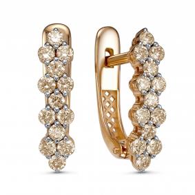 Золотые серьги ERA Jewellery 02-01903-01-034-01-05 с коньячным бриллиантом 02-01903-01-034-01-05 фото