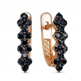 Золотые серьги ERA Jewellery 02-01903-01-038-01-05 с чёрным бриллиантом 02-01903-01-038-01-05 фото