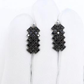 Серьги из белого золота ERA Jewellery 02-01904-03-038-01-04 с чёрным бриллиантом 02-01904-03-038-01-04 фото