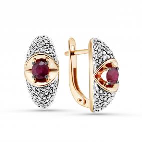 Золотые серьги ERA Jewellery 02-02495-01-011-01-02 с бриллиантом и рубином 02-02495-01-011-01-02 фото