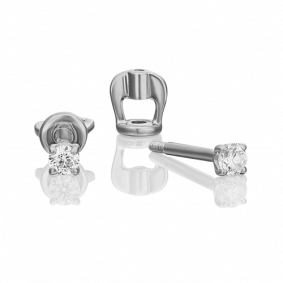 Серьги из белого золота Platina 02-0252-00-101-1120-30 с бриллиантом 02-0252-00-101-1120-30 фото