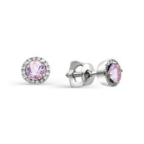 Серебряные серьги АЛЬКОР 02-0293/00АМ-00 с фианитом и аметистом 02-0293/00АМ-00 фото