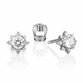 Серьги из белого золота Platina 02-0298-00-101-1120-30 с бриллиантом 02-0298-00-101-1120-30 фото