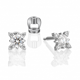 Серьги из белого золота Platina 02-0300-00-101-1120-30 с бриллиантом 02-0300-00-101-1120-30 фото