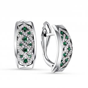 Золотые серьги ERA Jewellery 02-03102-03-010-07-04 с бриллиантом и изумрудом 02-03102-03-010-07-04 фото