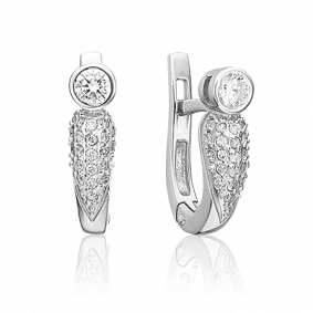 Серьги из белого золота Platina 02-0314-00-101-1120-30 с бриллиантом 02-0314-00-101-1120-30 фото