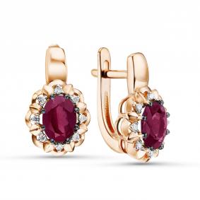 Золотые серьги ERA Jewellery 02-03143-01-111-01-02 с бриллиантом и рубином 02-03143-01-111-01-02 фото