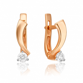 Золотые серьги Platina 02-0315-00-101-1110-30 с бриллиантом 02-0315-00-101-1110-30 фото