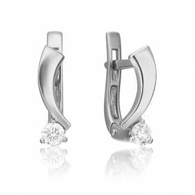 Серьги из белого золота Platina 02-0316-00-101-1120-30 с бриллиантом 02-0316-00-101-1120-30 фото