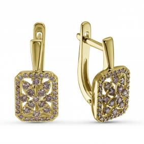 Серьги из лимонного золота ERA Jewellery 02-03246-05-034-01-00 с коньячным бриллиантом 02-03246-05-034-01-00 фото